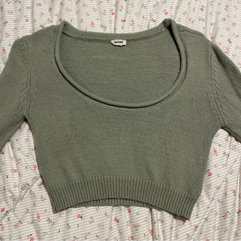 sage green cropped sweater